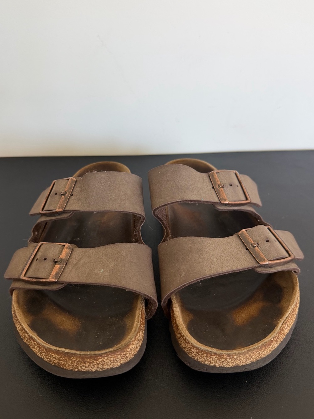 Birkenstock Arizona Brown Two Strap Sandals Estimated Size 43 Well Worn